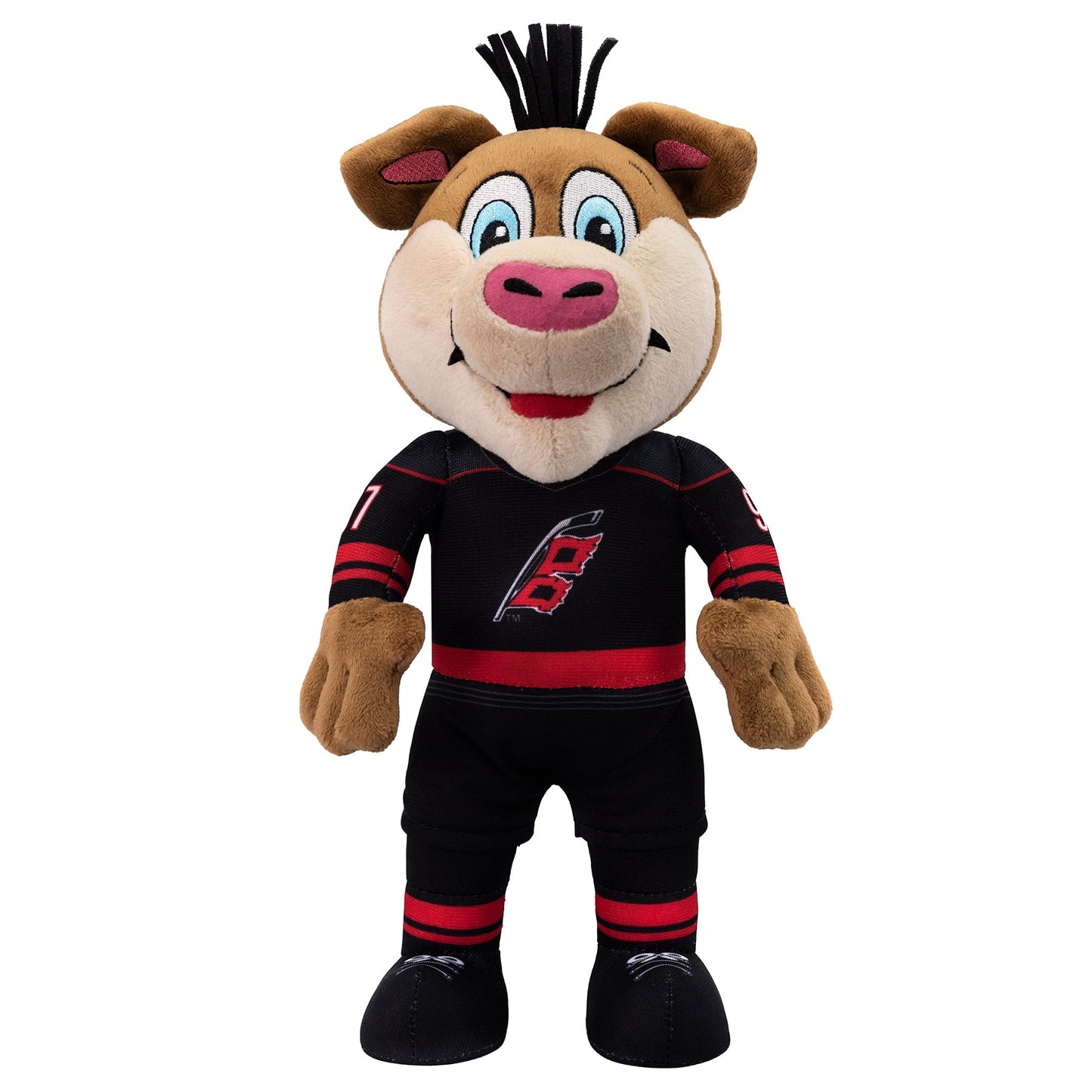 Front: 20" plush Stormy wearing Hurricanes black uniform