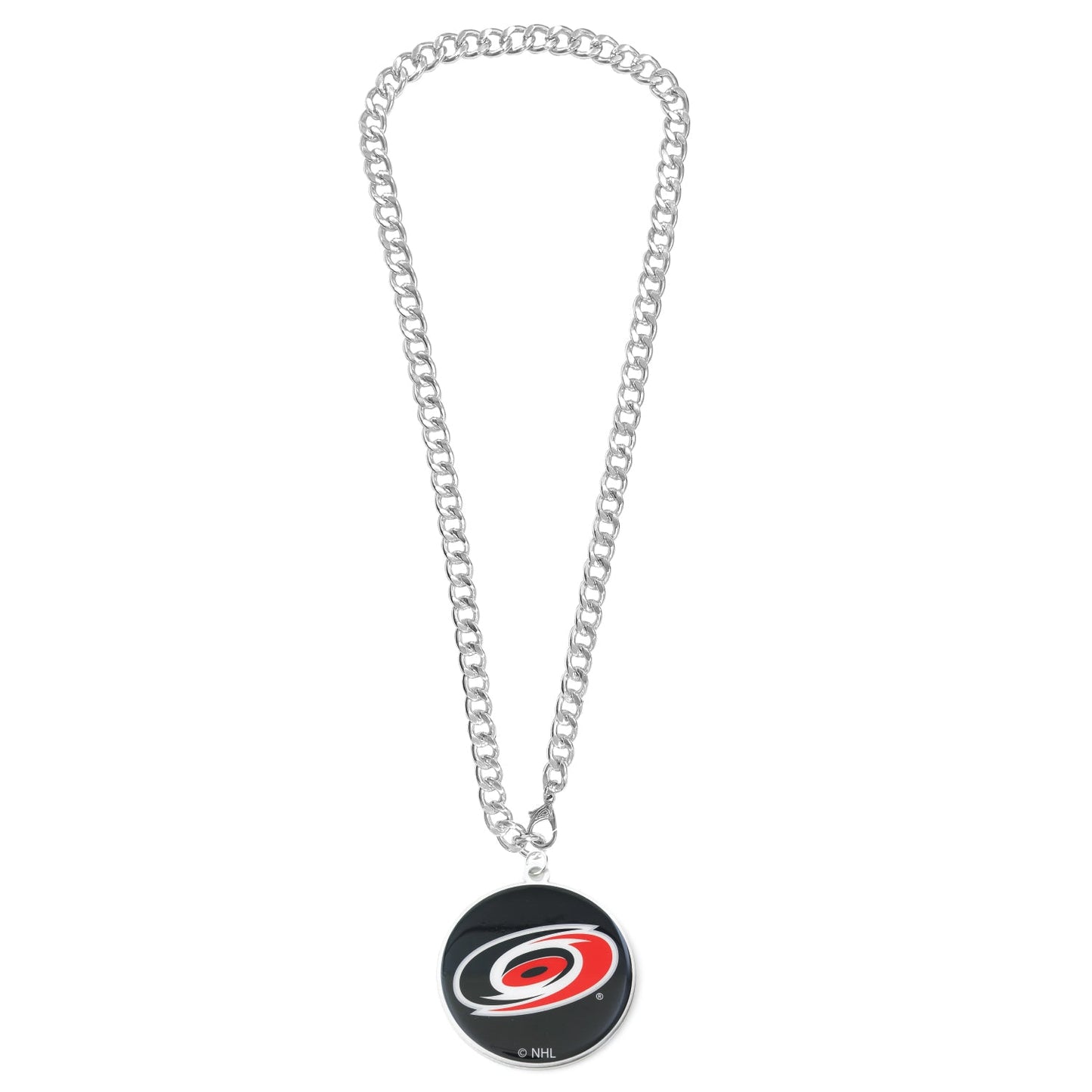 chain necklace with black circular pendant featuring Hurricanes primary logo