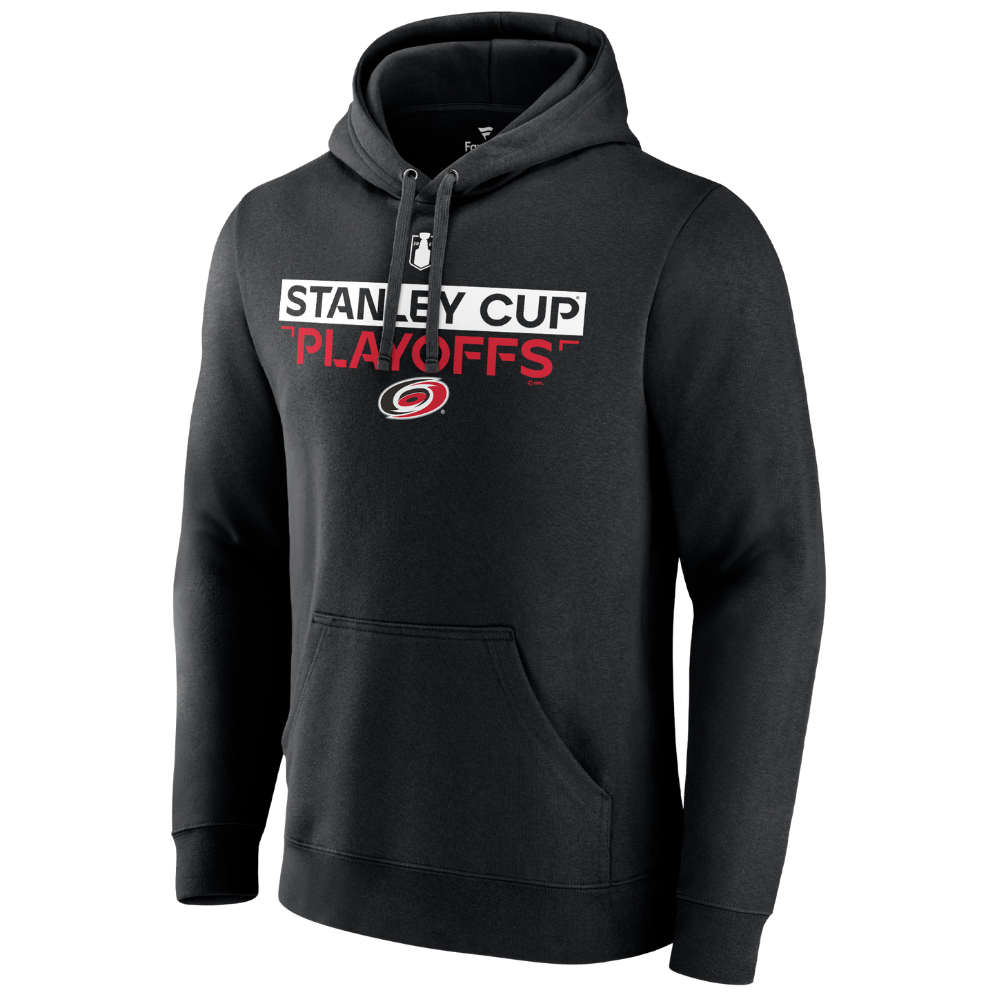 Black hoodie with 2023 Stanley Cup Playoffs logo with Canes primary logo on front