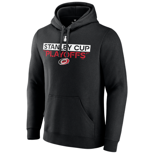 Black hoodie with 2023 Stanley Cup Playoffs logo with Canes primary logo on front