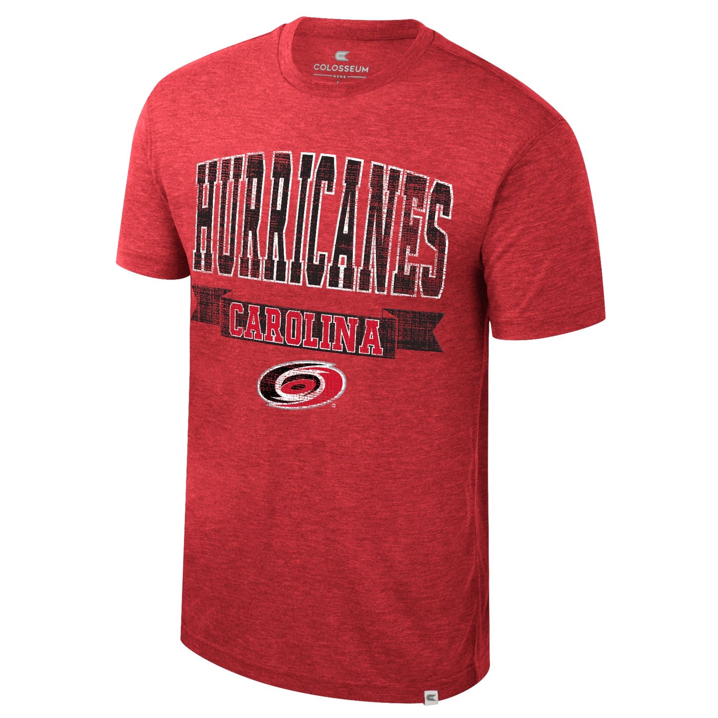 Red tee with Hurricanes Carolina on front with Hurricanes logo underneath text