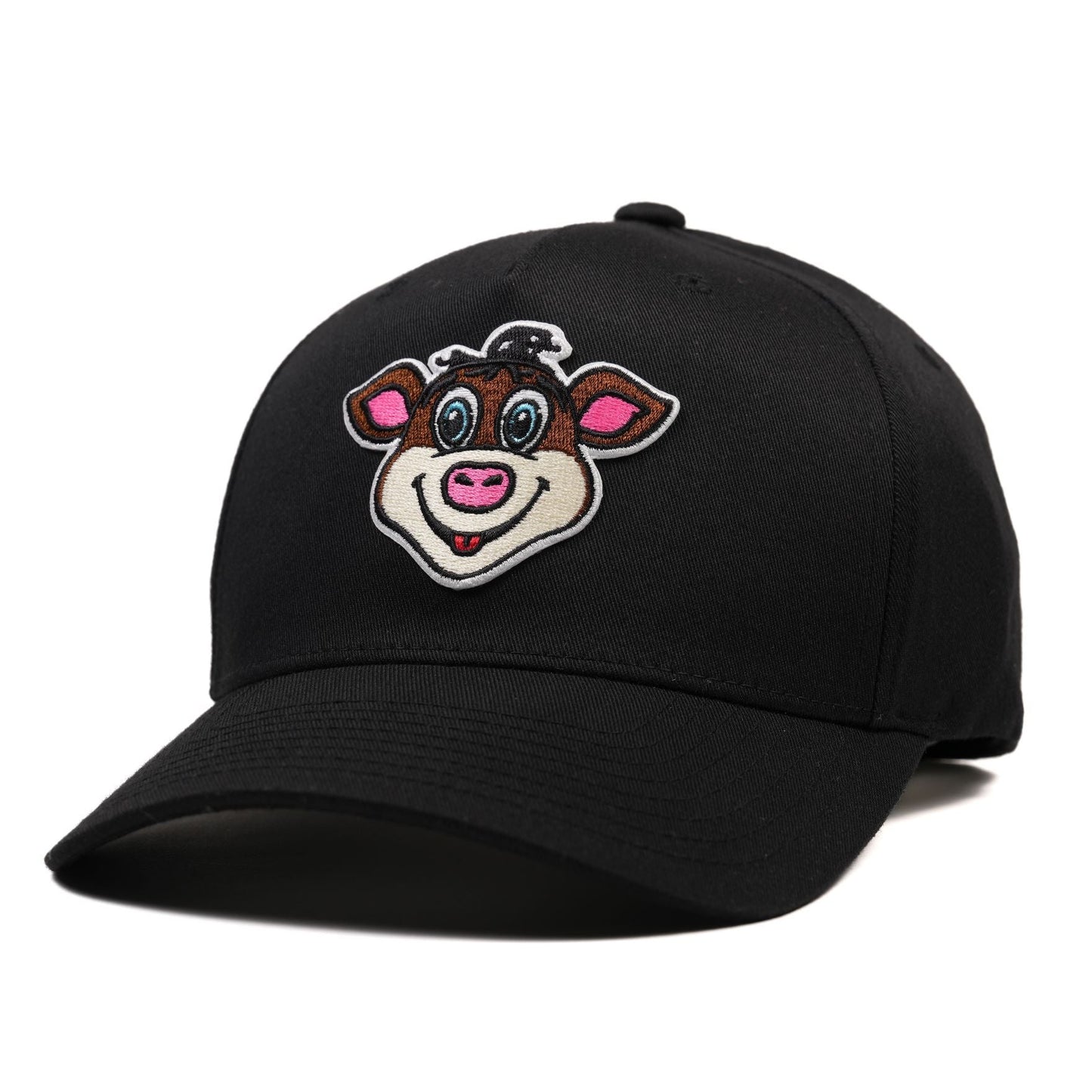 Black hat with Stormy the Ice Hog's face on front