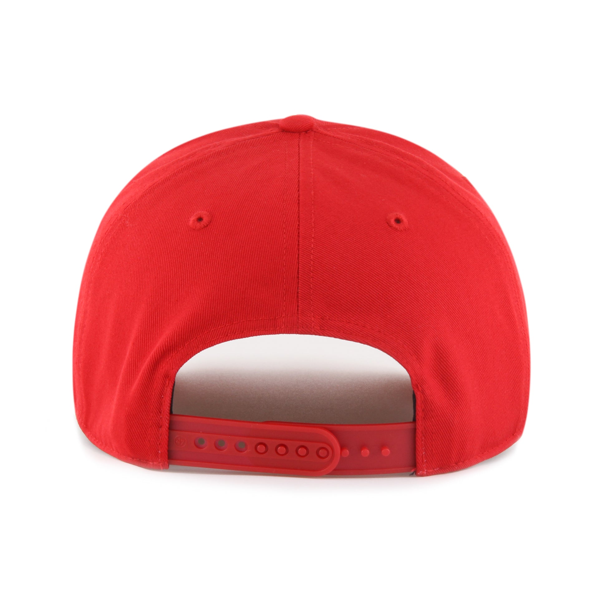 Back: Red hat with red adjustable snapback