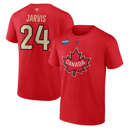 Front & Back view of Seth Jarvis 4-Nations Face Off Tee