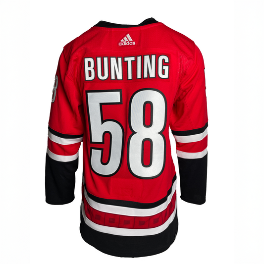 Back: Adidas Red Hurricanes jersey, "Bunting #58" on back in white and black