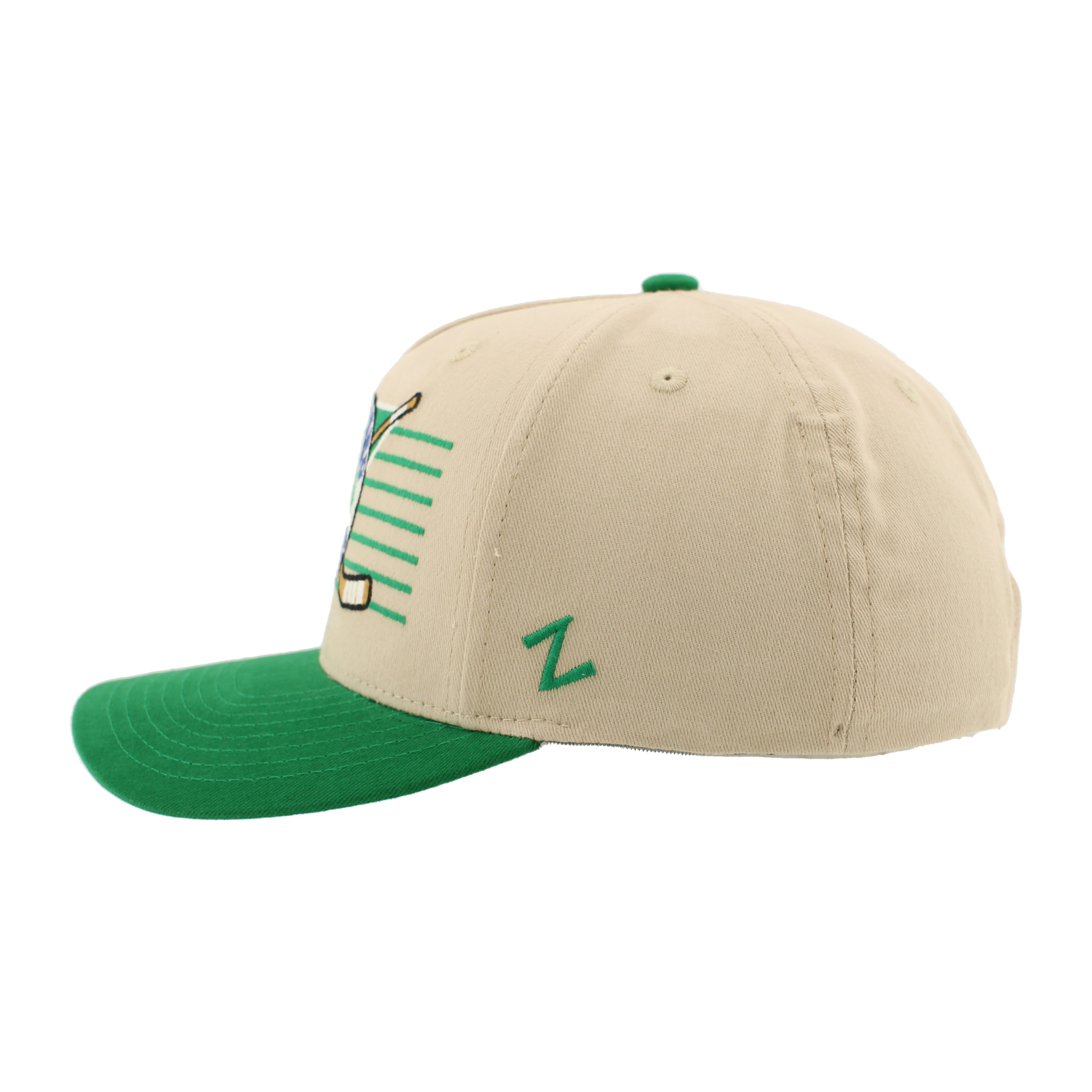 Left: Beige hat, Green "Z" Zephyr logo on left side
