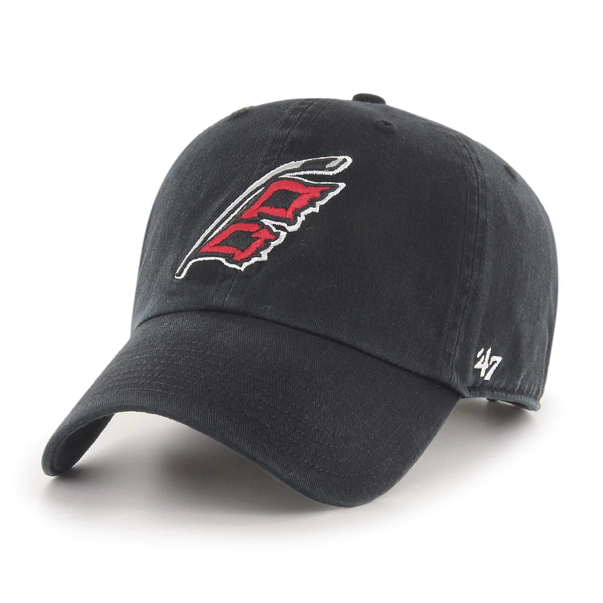 Black adjustable hat with Hurricanes flag logo on front, white '47 logo on side