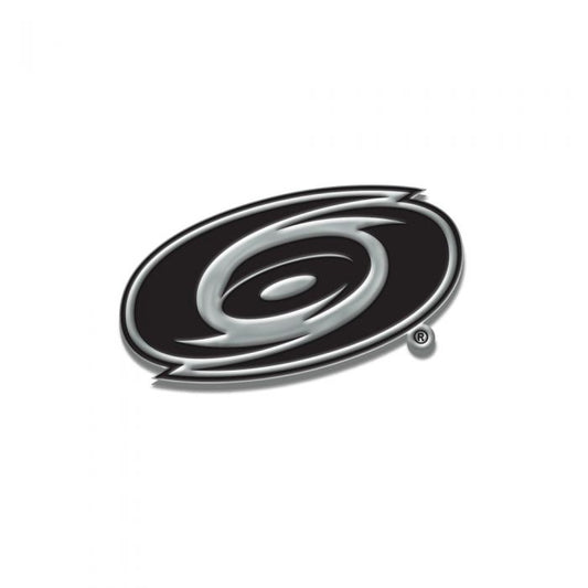 auto emblem of Hurricanes primary logo in black and metallic silver colors