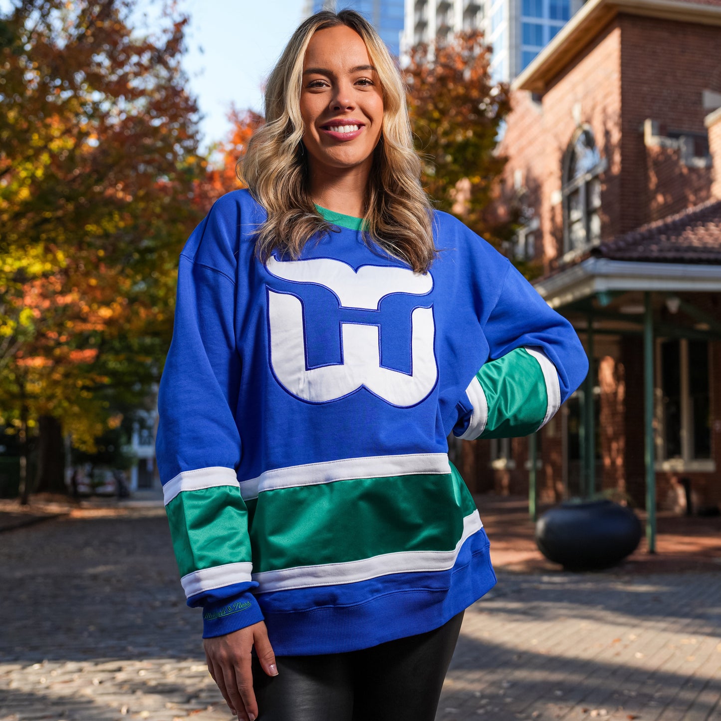 Mitchell & Ness Whalers Satin Insert Fleece Crew