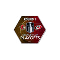 Red/Gold Matchup pin with Senators and Hurricanes logos, 'Round 1' at top