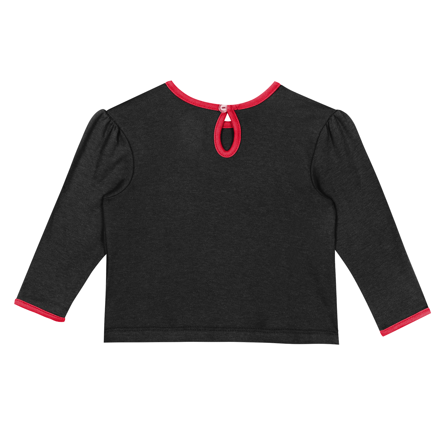 Back of tee: Black with red trim