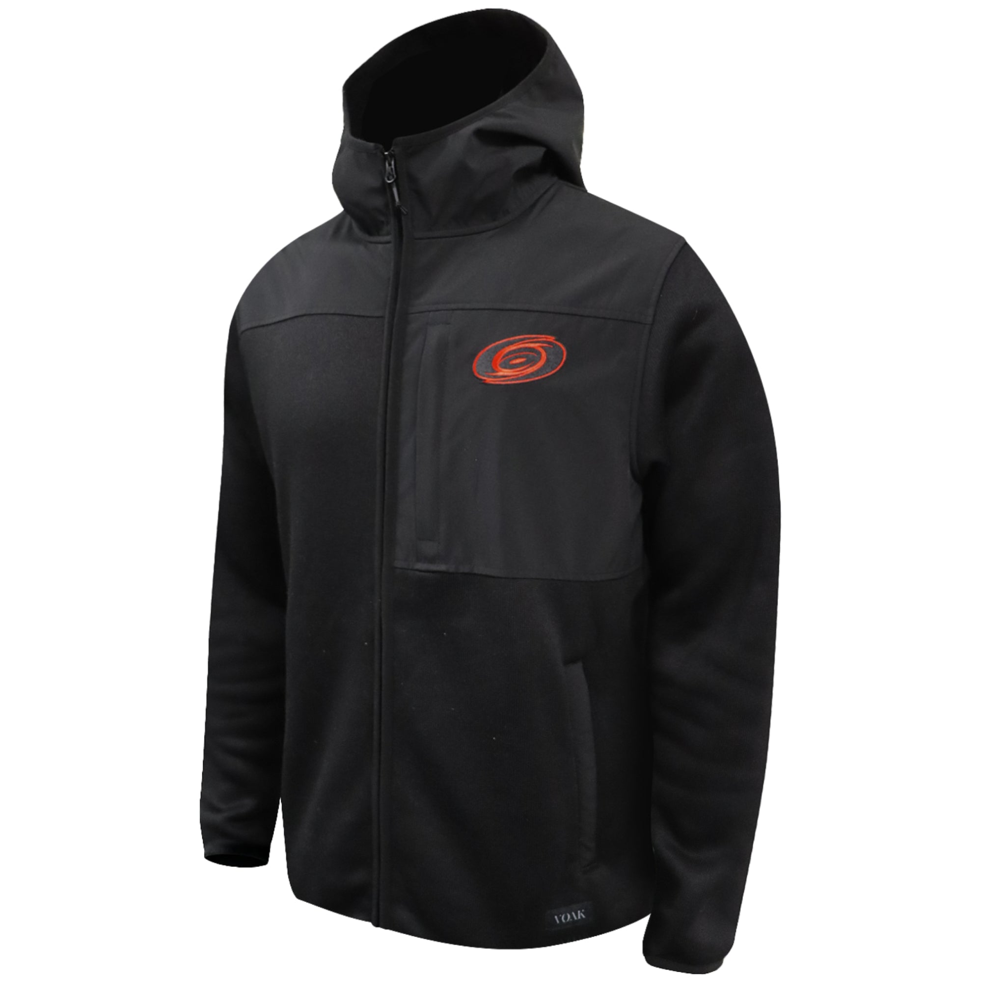 Black zip-up hoodie with Hurricanes Tonal logo on left chest