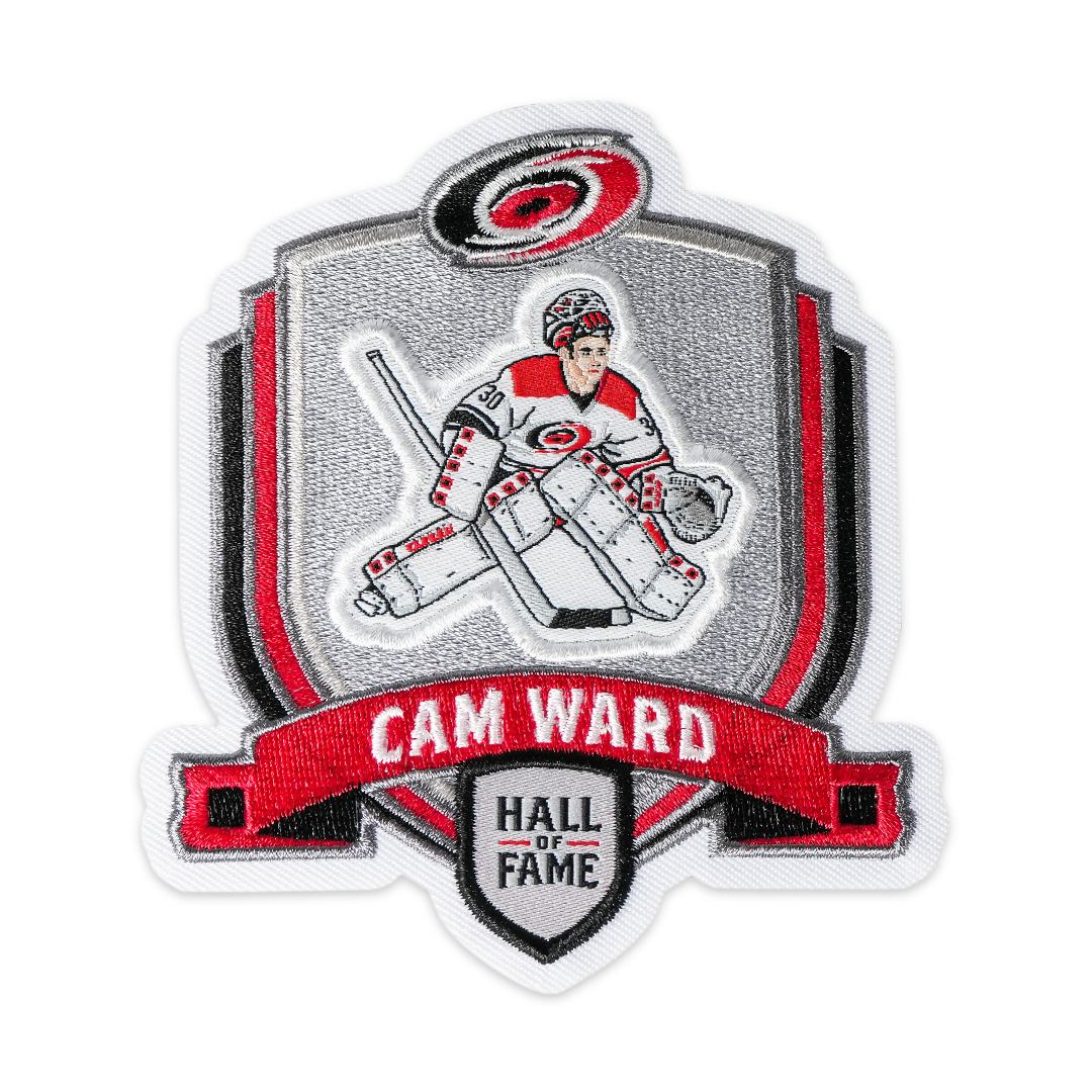 Hall of Fame Patch with depiction of Cam Ward in middle