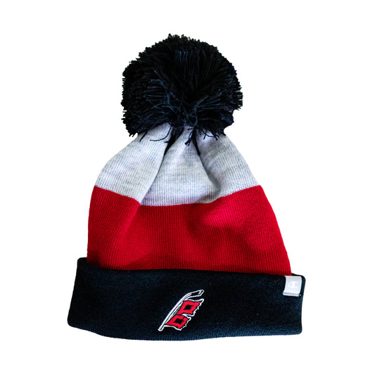 Champion Blocked Flags Beanie with Red Pom